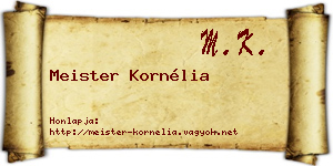 Meister Kornélia névjegykártya